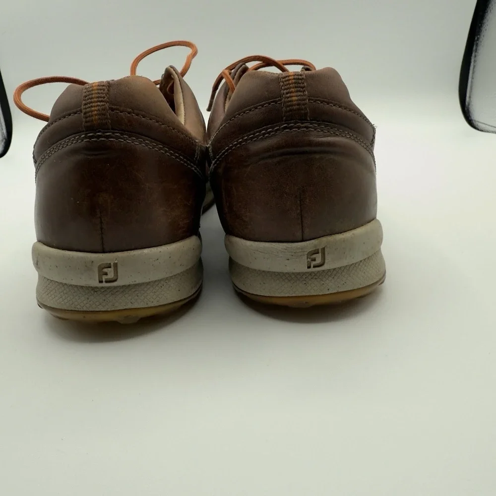 Footjoy Versalux Spikeless Golf Shoes Mens 9 Brown‎ Leather Lace Up 57253
